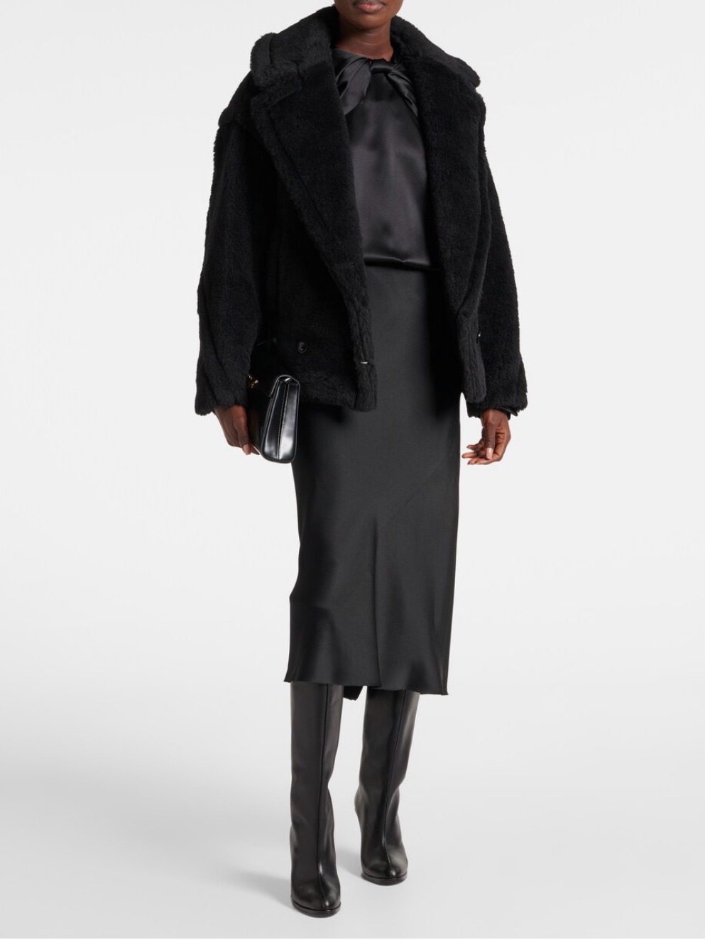 Maxmara Black Teddy Faux-Fur Jacket